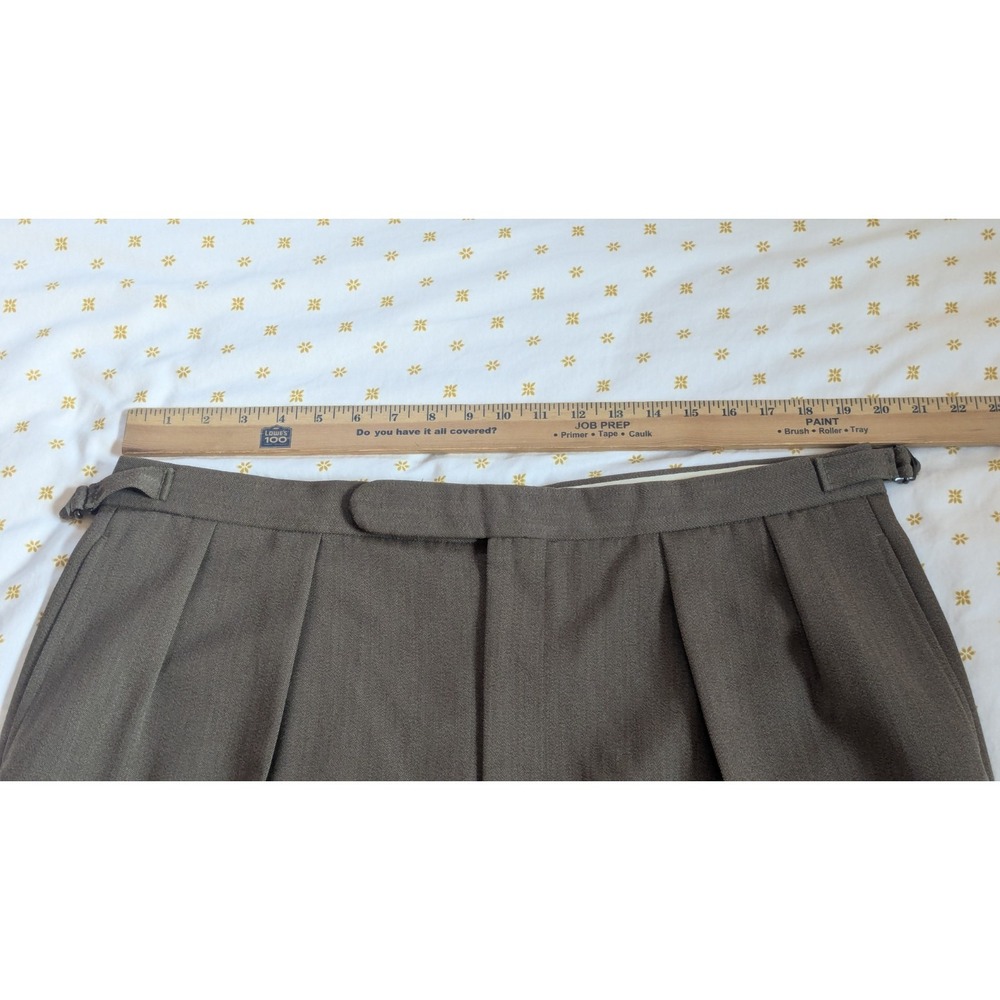 VTG POLO RALPH LAUREN 40x32 Wool Twill Pants Dbl Pleated OG Green Buckles USA - Picture 4 of 15